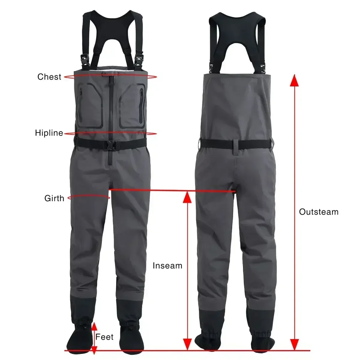 Imagem -03 - Finsulated Peito Waders para Fly Fishing Respirável Impermeável Stockingfoot Camadas