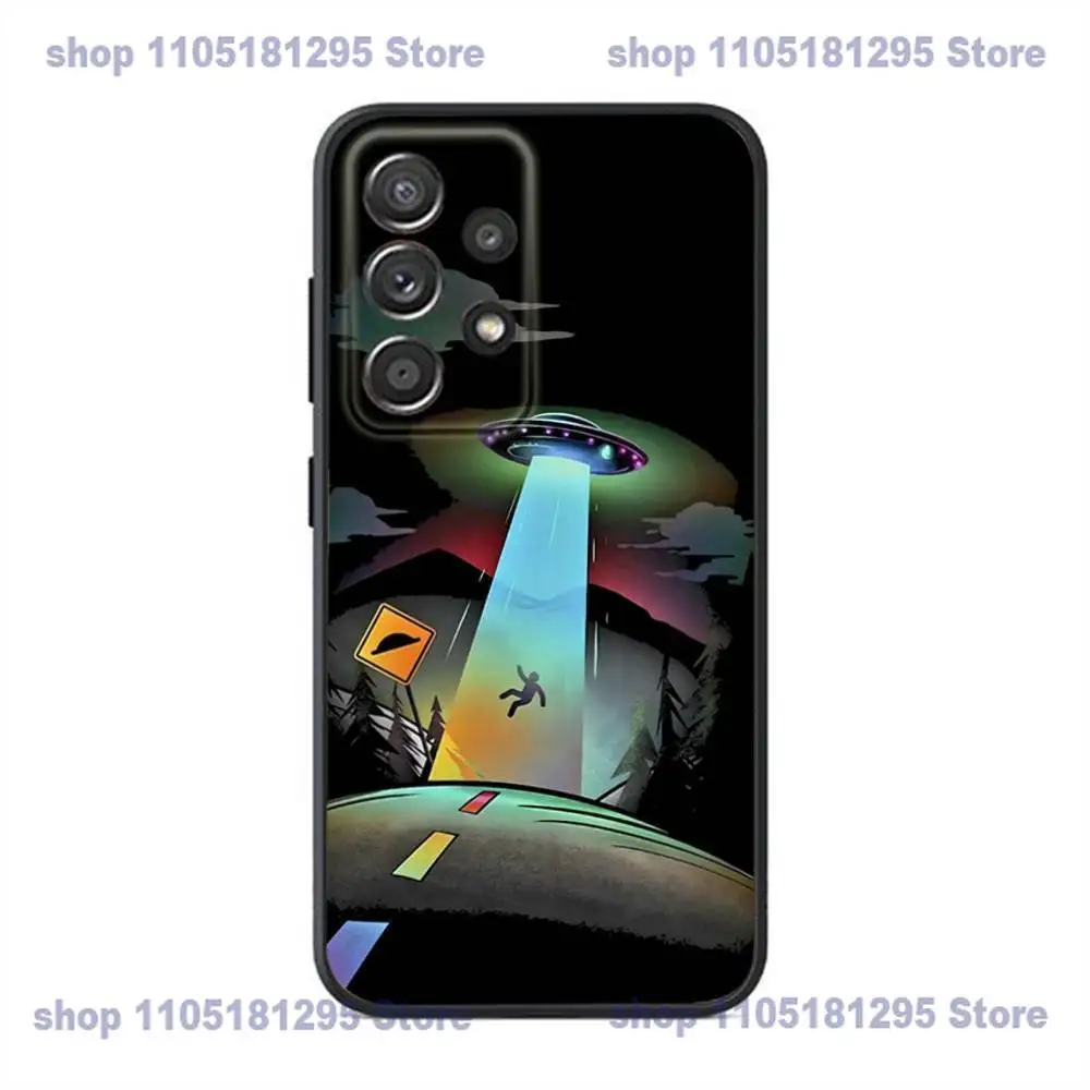 حافظة هاتف مضحكة UFO Alien Thing لهاتف سامسونج S25,24,23,22,21,20,Ultra,10,10E,Plus Note20 حافظة سوداء #3