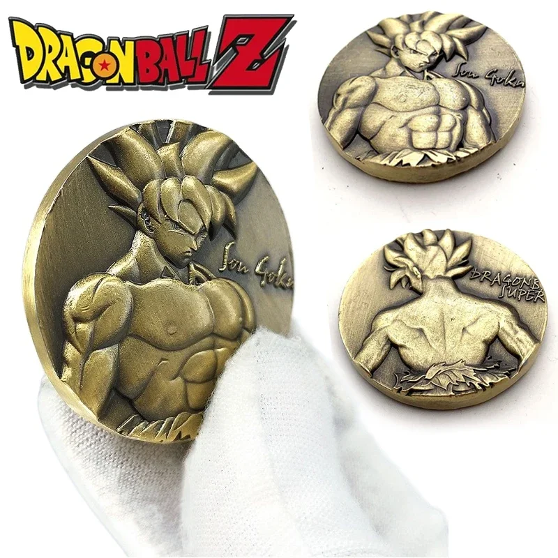 Dragon Ball Son Goku Gedenkmünze Anime Metalle Cartoon Kinder Spielzeugfiguren Modell Dekoartikel Souvenir Kunst Sammlung Geschenk