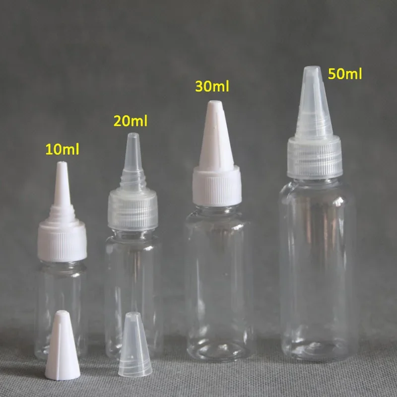 

100Pcs 10ml/20ml/30ml/50ml/100ml Plastic PET Empty Dropper Bottles E Liquid Juice Disinfectant Ink Pigment Clear Long Tip Bottle