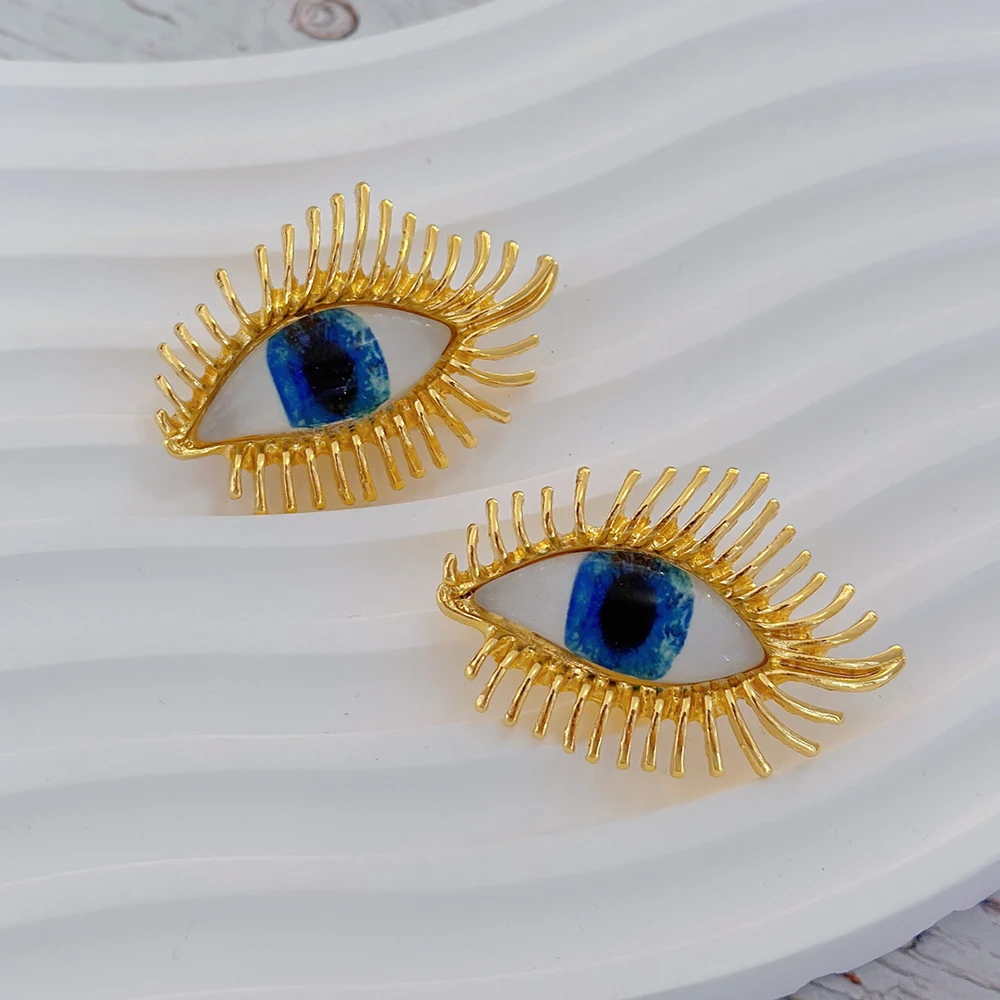 Retro Stereoscopic Demon Eyelash Earrings Exaggerated Fashion Metal Studs For Women Fashion Jewelry Accessories