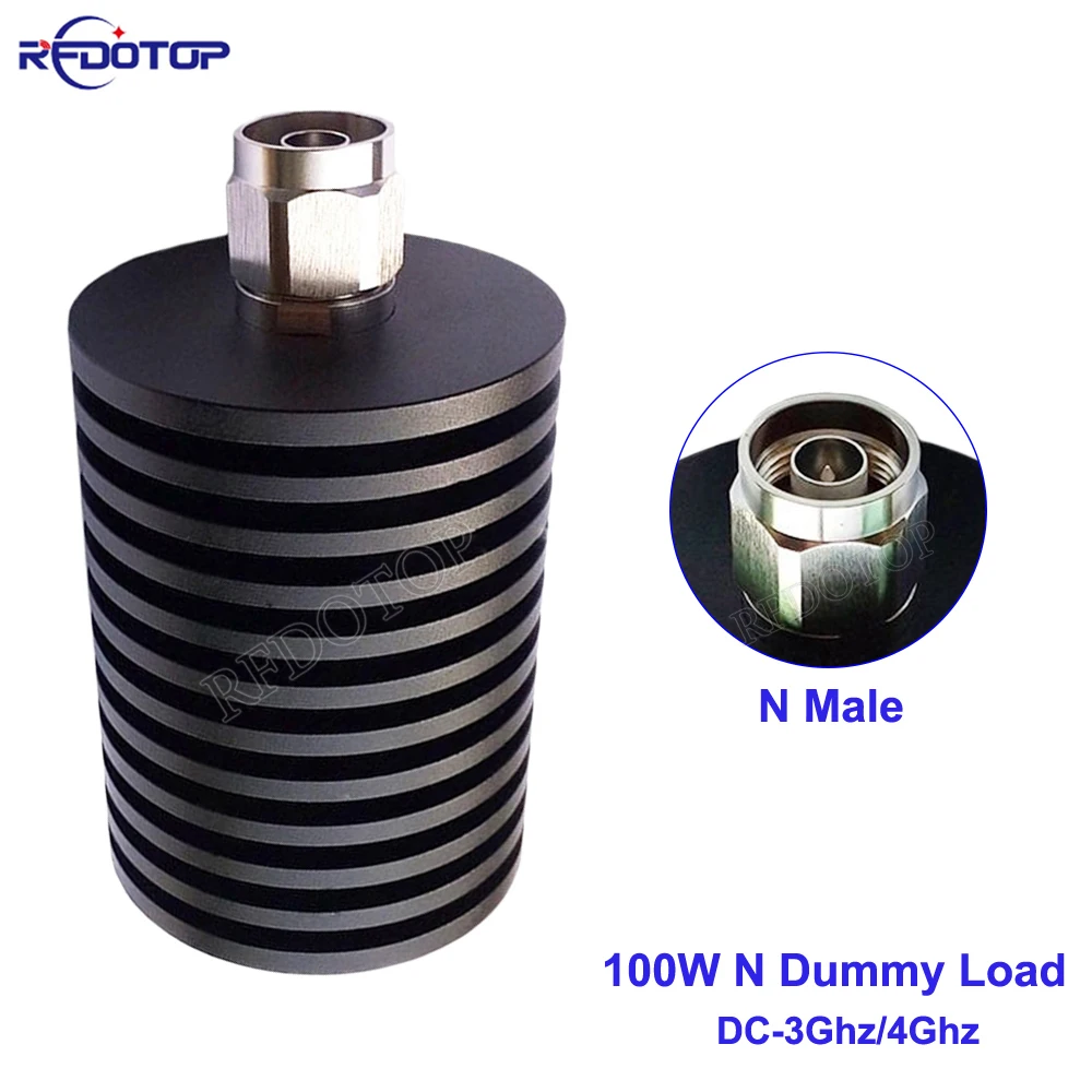 100W N Male Plug Connector DC-3Ghz/4Ghz SWR≤1.20 50 Ohm RF Coaxial Termination Dummy Load Nickel Plated RF Accessories