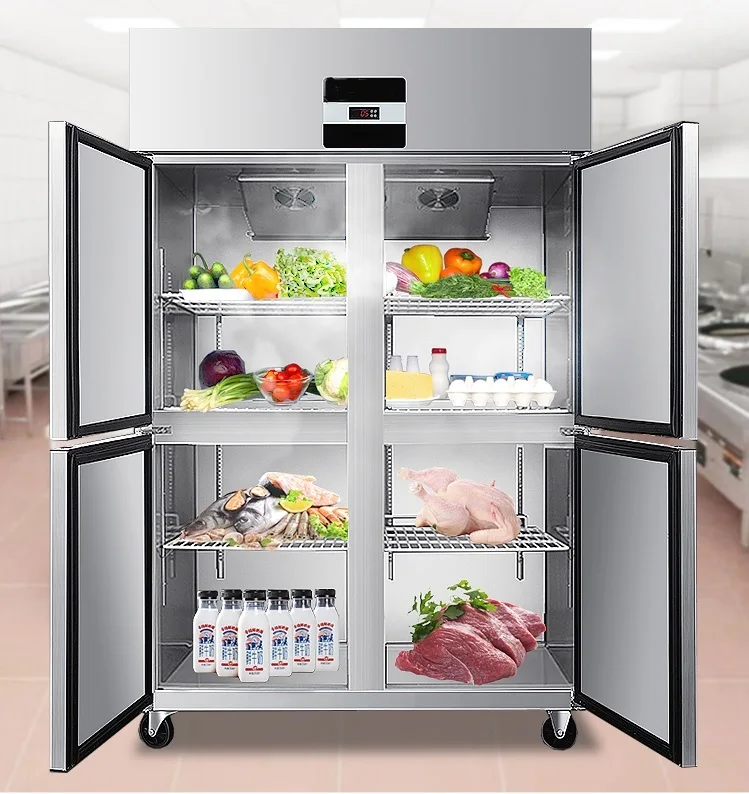 1000L Commercial Refrigerator Freezer - 4-Door Stainless Steel Vertical Unit (Energy Saving Hotel/Restaurant Kitchen Equipment）