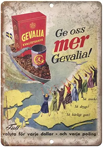 

Yard Sign Wall Decor 8x12,Gevalia Coffee -,Tin Wall Sign Retro Iron Painting Vintage Metal Plaque Decoration Warning for Bar Caf