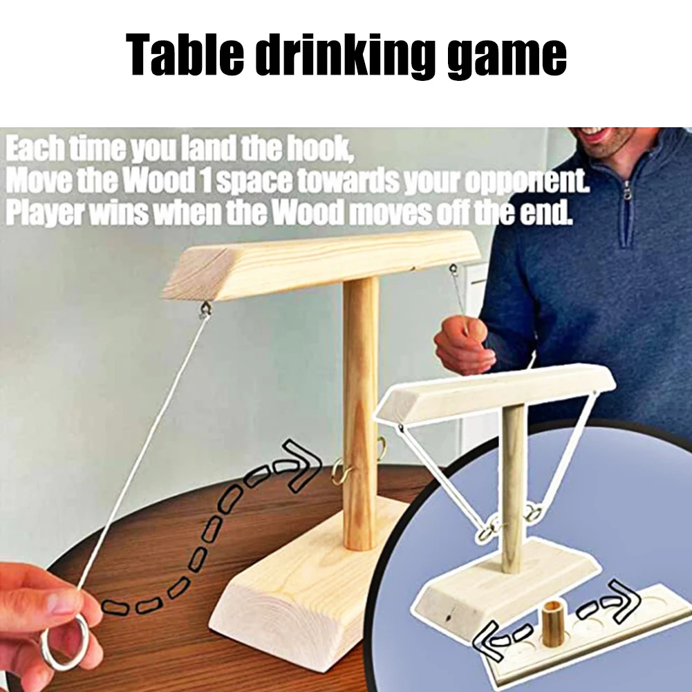 Juego de beber montessori para niños y adultos, juego de lanzamiento de anillos de madera, juegos de mesa con gancho, juguetes para fiesta en casa