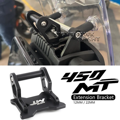 Para CFMOTO 450MT 450 MT 450 2024 motocicleta CNC aluminio GPS soporte de teléfono soporte de navegación nuevo soporte de extensión negro 12mm/22mm