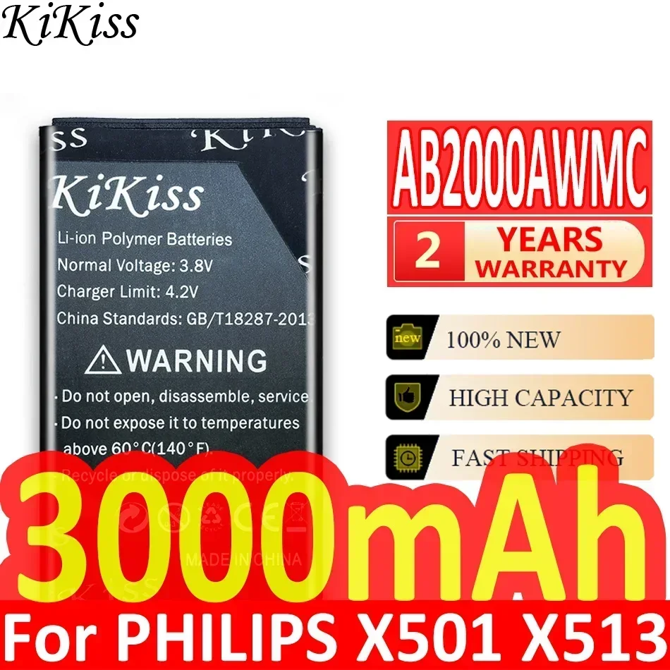 NEW 3000mAh AB2000AWMC AB2000FWML Battery For PHILIPS X130/X523/X513/X501/X623/X3560/X2300/X333 Mobile Phone