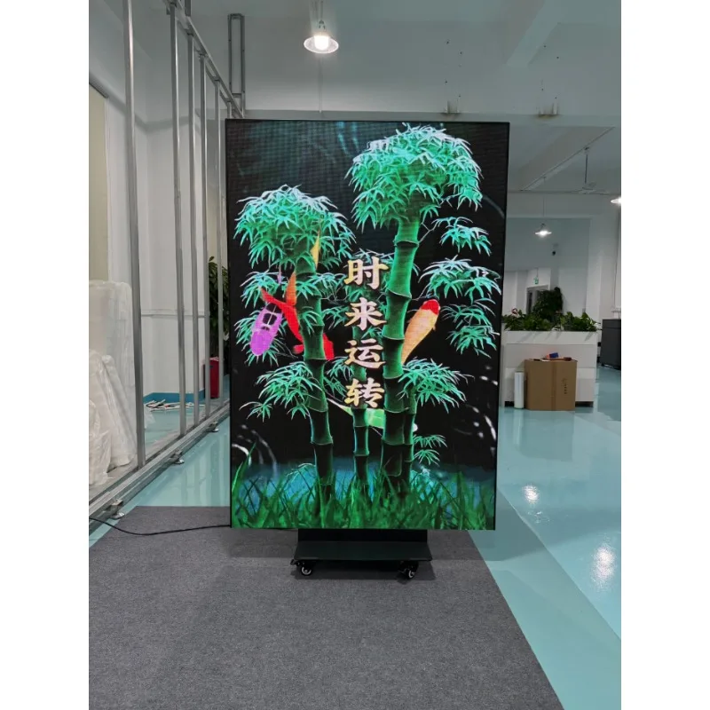 Trifold Double Sided Full Color LED Poster Screen Ultra Bright Animation Foldable Electronic Display for Elevator Mall Indoor Co