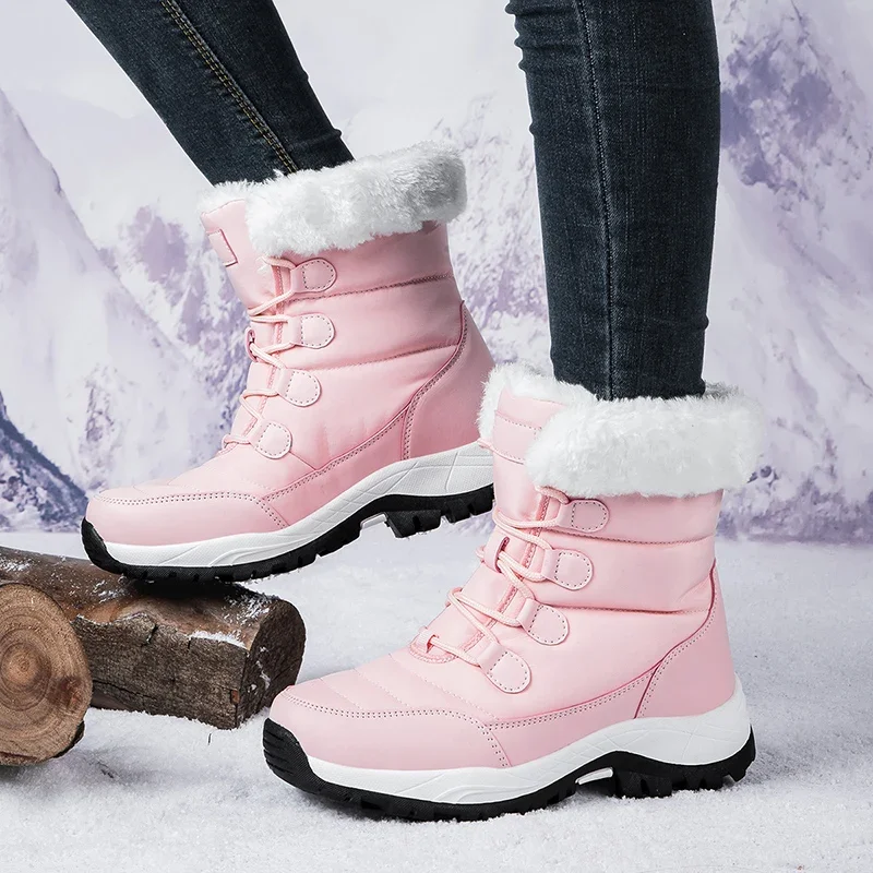 2024 Winter Cool Women Hiking Snow Boots Keep Warm Female Sport Walking Shoes Big Size 35-42 Lady Popular Snow Climbing