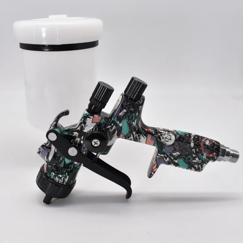Water Transfer Pattern 1000B HVLP Gravity Spray Gun 1.3mm Nozzle 600ml Cup Auto Painting Sprayer