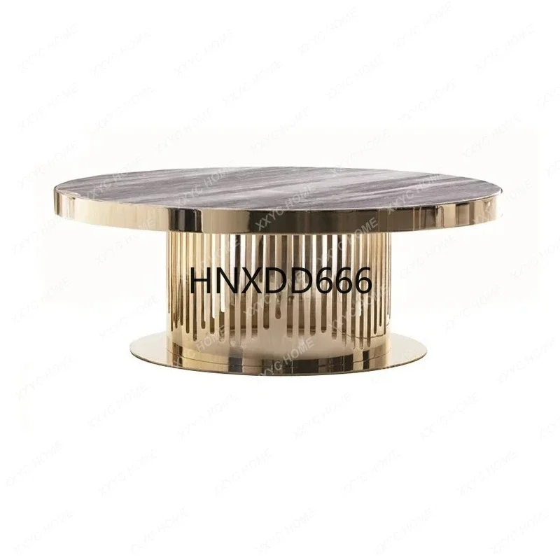 FLight luxury high and low marble coffee table simple round stainless steel child and mother size combination coffee table