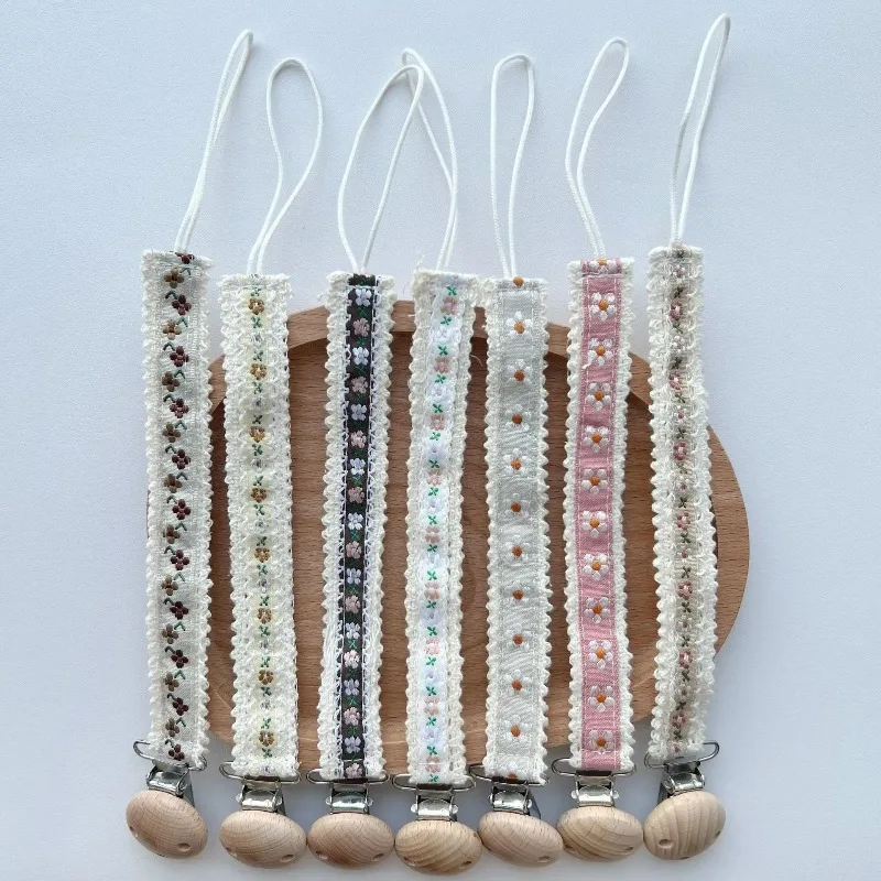 Lace Pacifier Clip Chain for Newborn Anti-Lost Pacifier Holder Embroidery Gift Baby Products - view 4