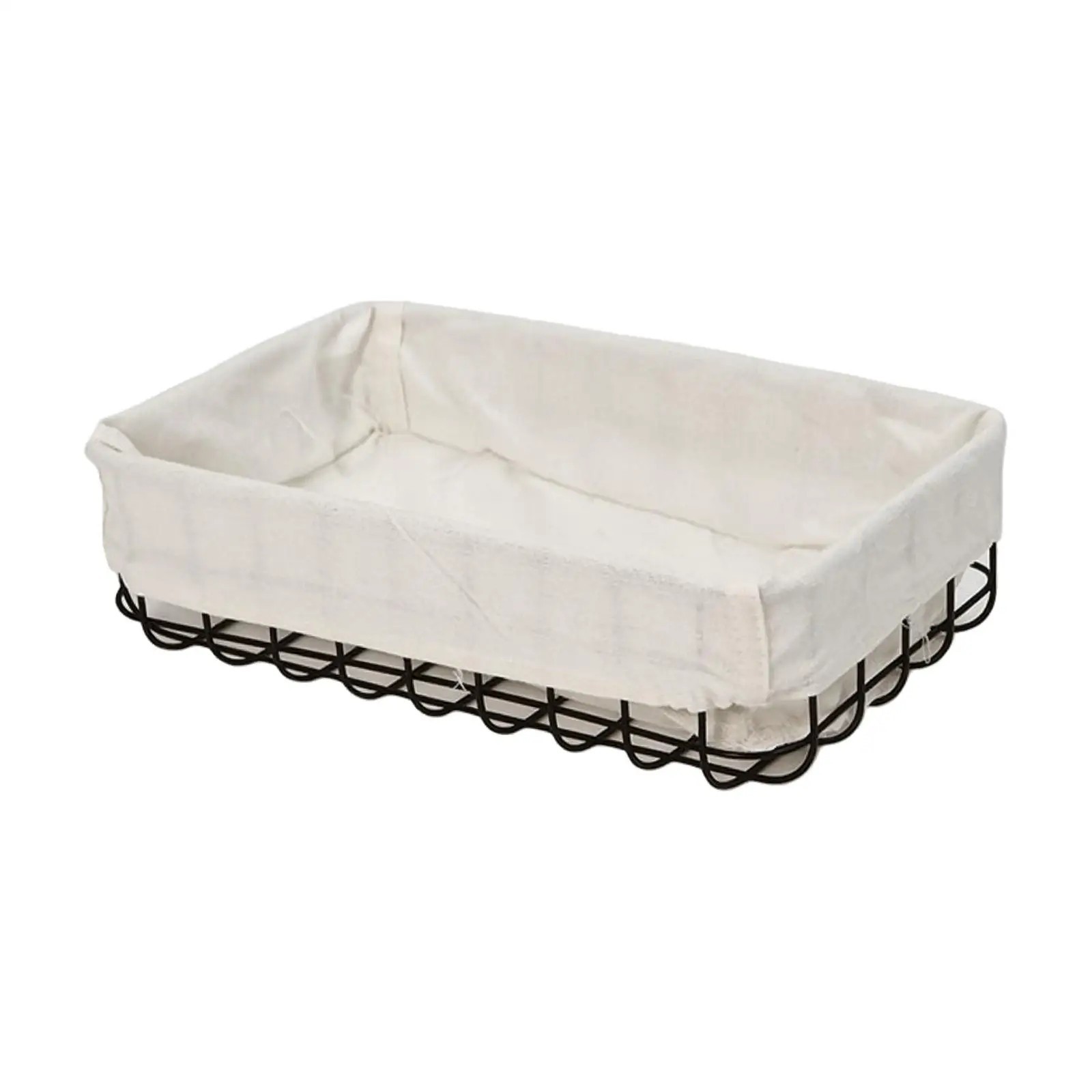 Versatile Metal Storage Basket with Cloth Insert for Kitchen Shelf Snack Holding and Small Item Organizing