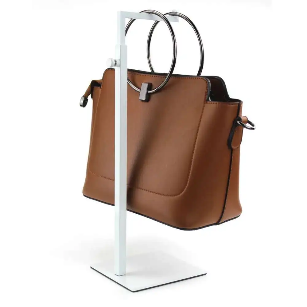 

Adjustable Height Metal Handbag Bag Display Stand White Women Handbag Purse Display Rack Bag Holder Rack Garment Shop Furniture