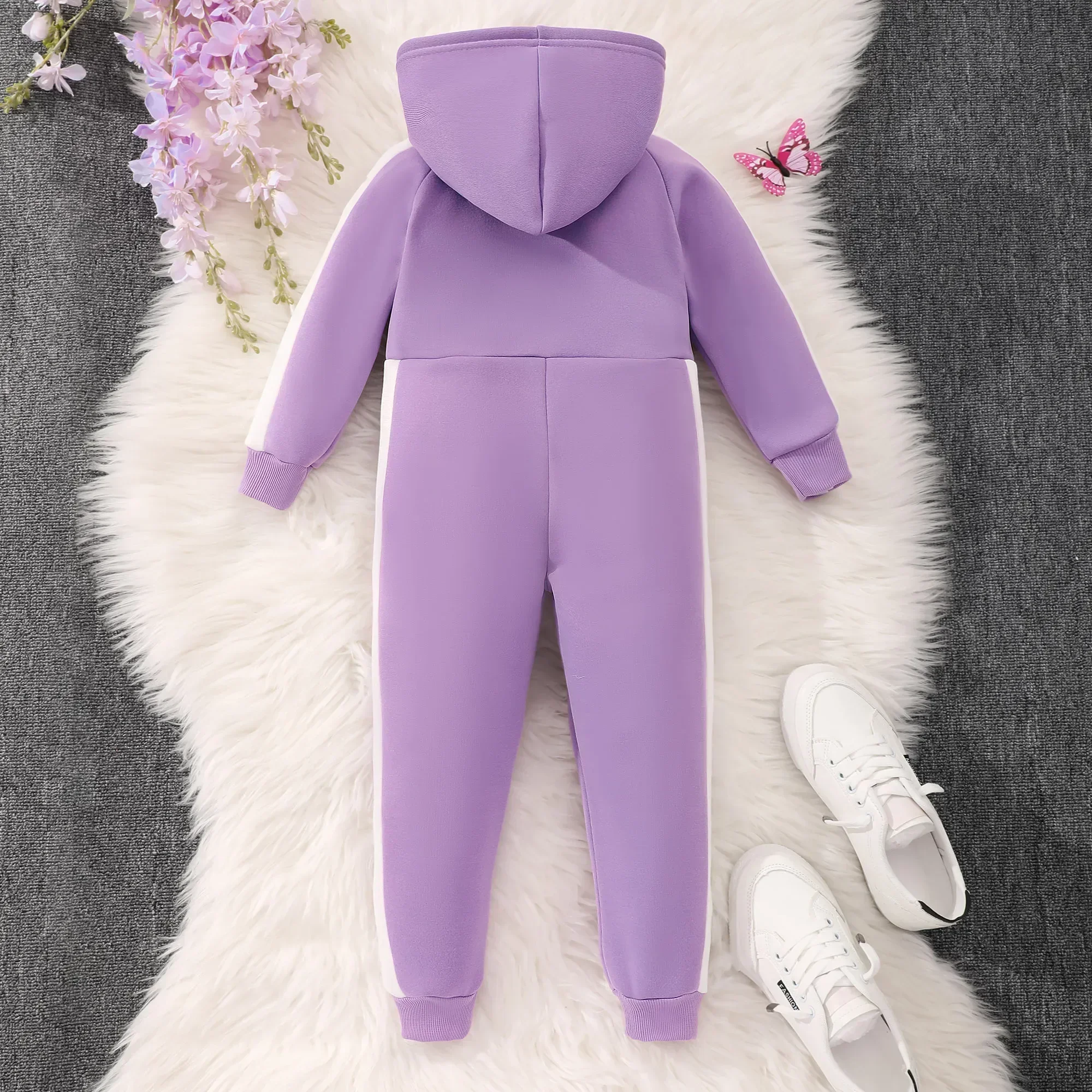 New Kid Girls Jumpsuit Clothes Winter Long Sleeve Hooded Grey Kids Children Jumpsuit Solid Color Casual Children\'s Overalls 3-7Y