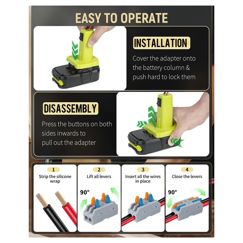 Aksesori Konverter Step-Down 18 V Ke 12 V untuk Baterai Ryobi 18 V, Adaptor Daya Dc, Transformator Peredam Tegangan 180 W Buck