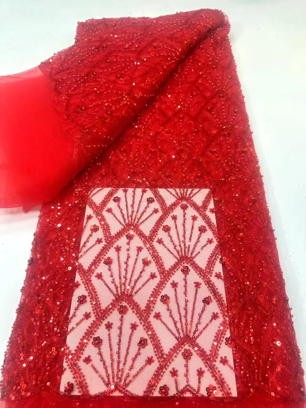 

Роскошная африканская кружевная ткань с блестками и бисером, 2026, высокое качество, розовая французская кружевная ткань, нигерийская кружевная ткань для вечеринки