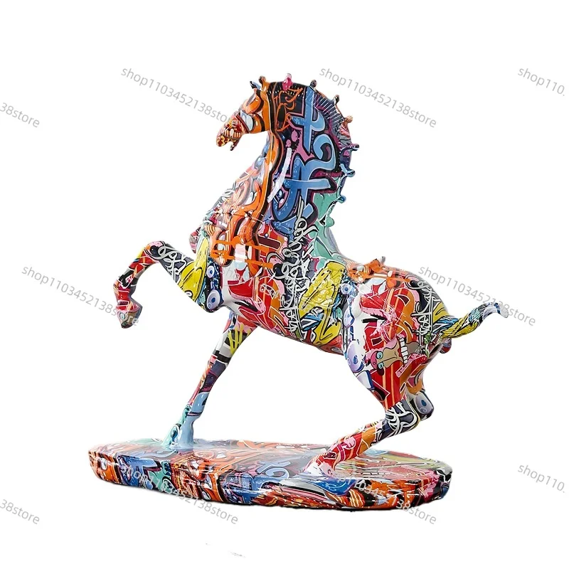 

Modern Creative Light Luxury Colored Horse Desktop Ornament To Success Living Room Office Study Decoration Gift