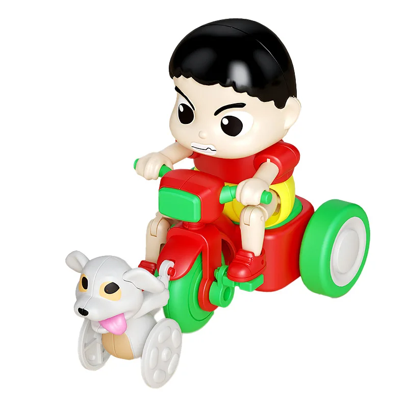 أطفال لغز لعبة لطيف ليتل بوي ركوب دراجة ثلاثية العجلات الكرتون الجمود المشي الكلب سيارة صغيرة الطفل تعلم الزحف التراجع سيارة لعبة هدية #5