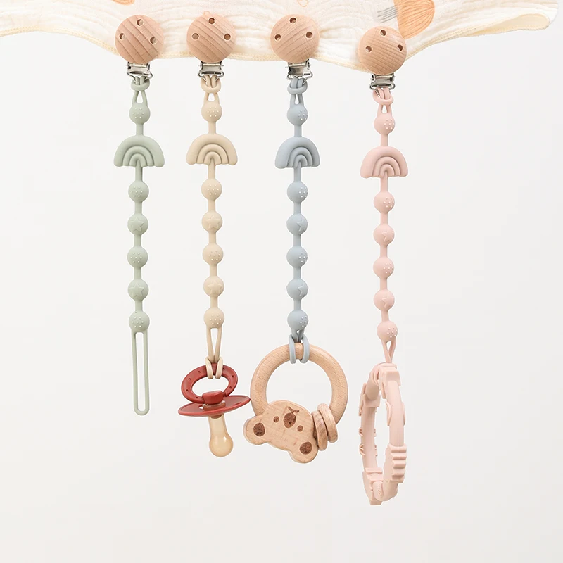Food Grade Silicone Pacifier clip for Kids Anti-lost Rainbow Nipple Bracket Holder For Nursing Teether Chew Toys Gifts