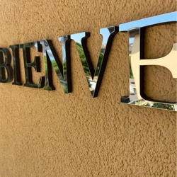 Silver 3D Wall Sticker English Letters Home Decoration Festival Party Wedding Decor Mirror Birthday party Peel & Stick Wallpaper
