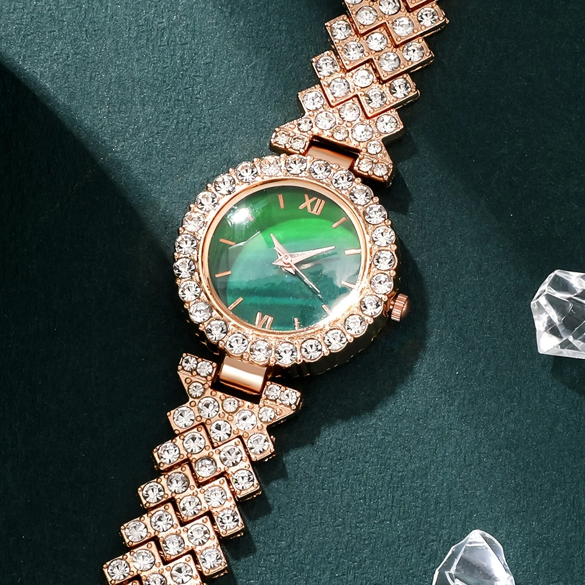 5pcs/set Women's Watch Elegant Rhinestone Quartz Watch Vintage Graphic Analog Wrist Watch & Jewelry Set, Gift For Mom Her