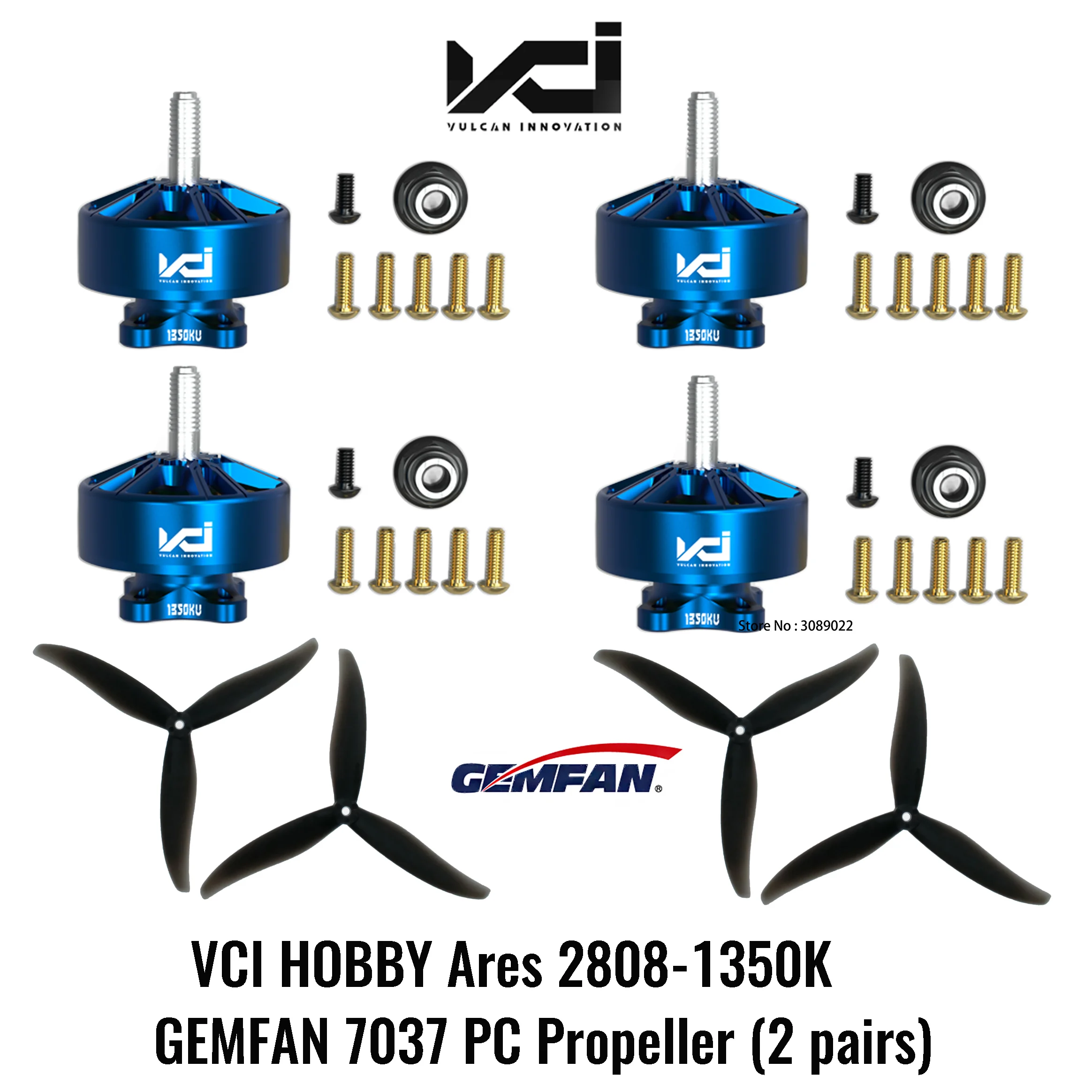 VCI HOBBY Ares 2808 1350KV FPV Brushless Motor GEMFAN 7037 Props NSKINMB Bearings 7075 Aluminum For 7inch FPV RC Racing Drone