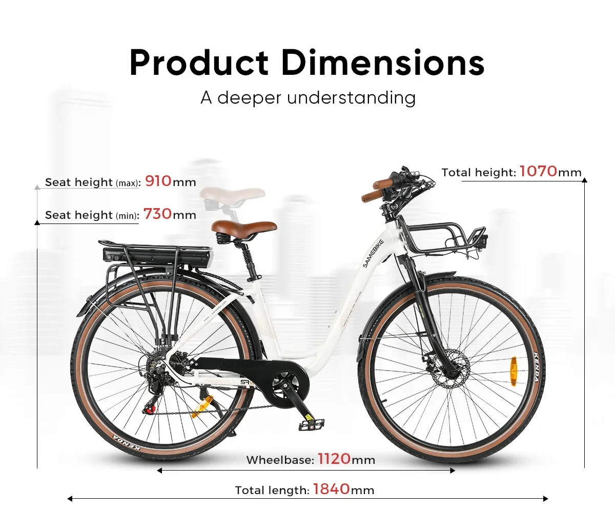 2024 New SAMEBIKE RS-A07 With Basket Electric Bicycle 500W 36V13AH lithium Battery Electric Bike 28 inch Tire 7 Speed City Ebike