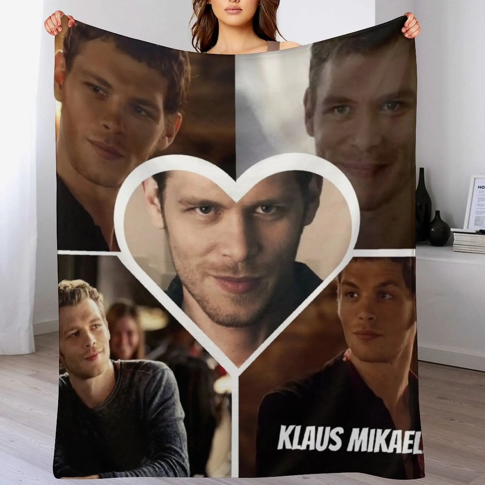 

klaus mikaelson ,the originals ,the vampirediaries ,tvd ,damon salvatore Throw Blanket Winter warm fleece blanket