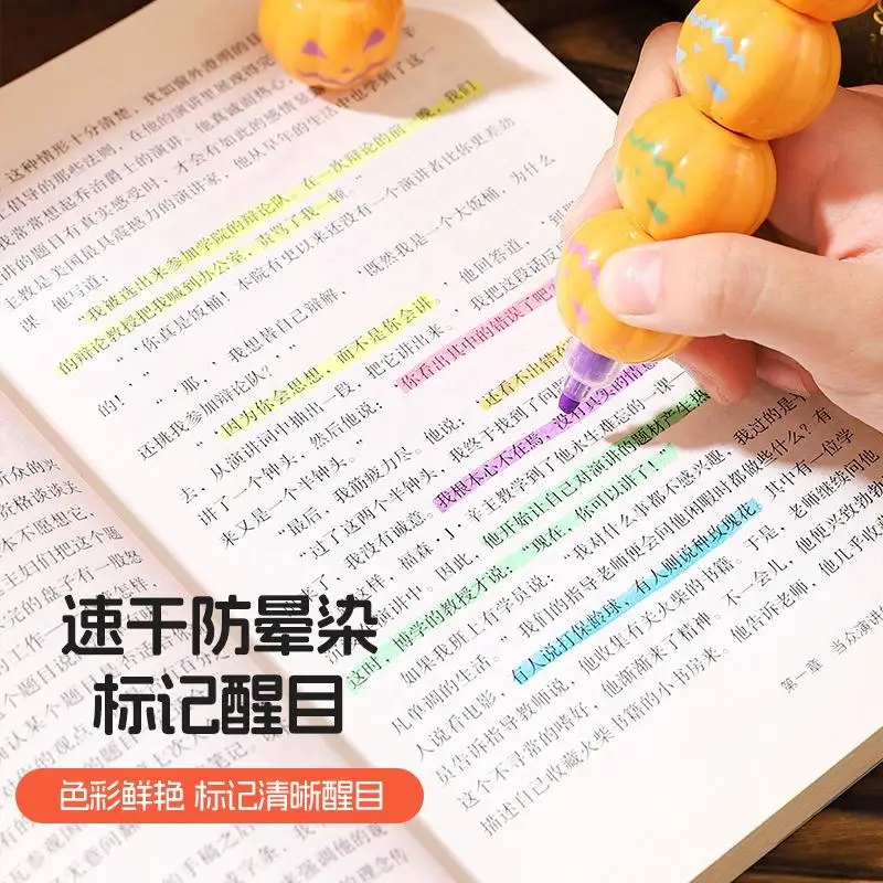 

[k]Novelty Halloween Style Cartoon Fluorescent Pen Student Marking Key Point Pen Watercolor Highlighter Stationery Supplies Gift