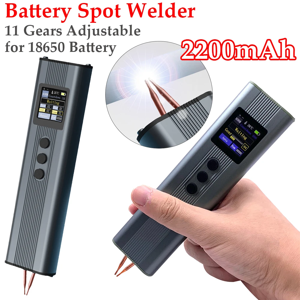 Portable Spot Welder DIY Handheld Spot Welding Machine 11 Gears Adjustable Energy Storage Spot Welding for 18650 Lithium Battery