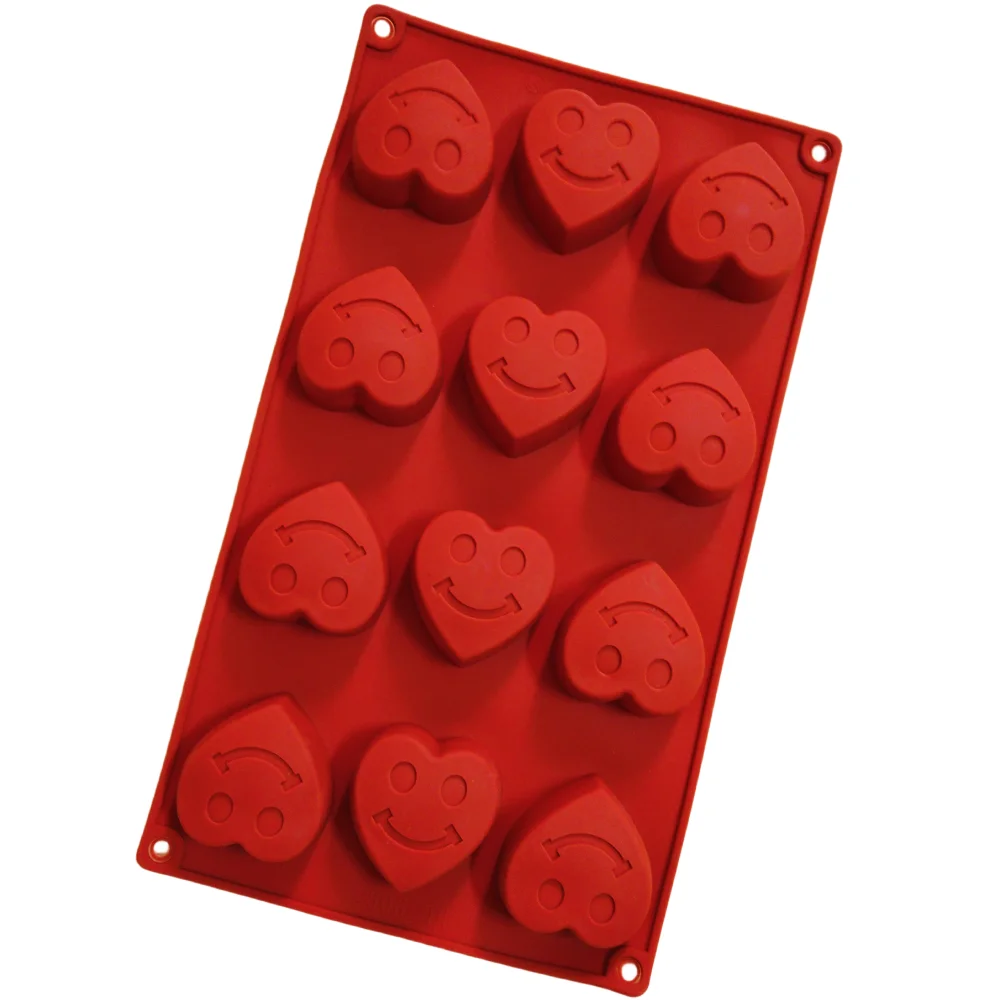 Romantic Love Smiling Face Silicone Chocolate Mold 12 Hole Pudding Jelly Mousse Cake Mold Cake Decoration Kitchen Baking Tools