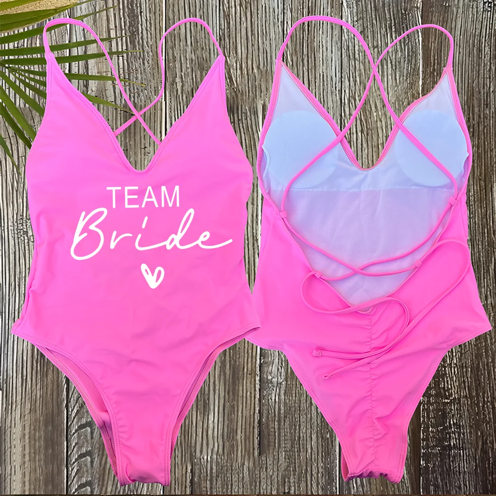 Sexy Padded One Piece Swimsuit Women Team Bride Swimwear Bikini Summer Bathing Suit Plus Size Beachwear Bachelorette Party Lady image 5