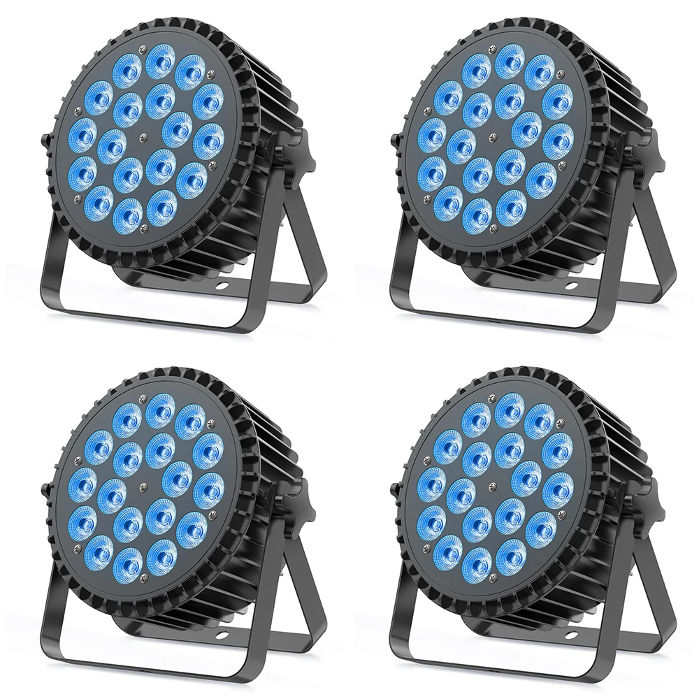 U'King 4PCS 18x12W RGBWA+UV Lights 6in1 LED Lighting DMX512 Disco Light Professional Stage DJ Equipment Aluminum LED Par Light