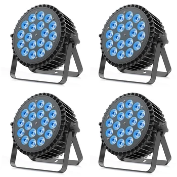U'King 4PCS 18x12W RGBWA+UV Lights 6in1 LED Lighting DMX512 Disco Light Professional Stage DJ Equipment Aluminum LED Par Light