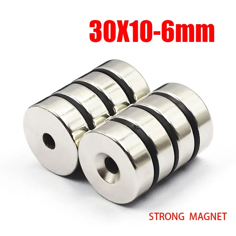 1/2/5/10Pcs 30x10-6mm Round Strong Magnets with 5mm Hole Disc Countersunk Fridge Magnet Search Neodymium Magnets Magnetic Sheet