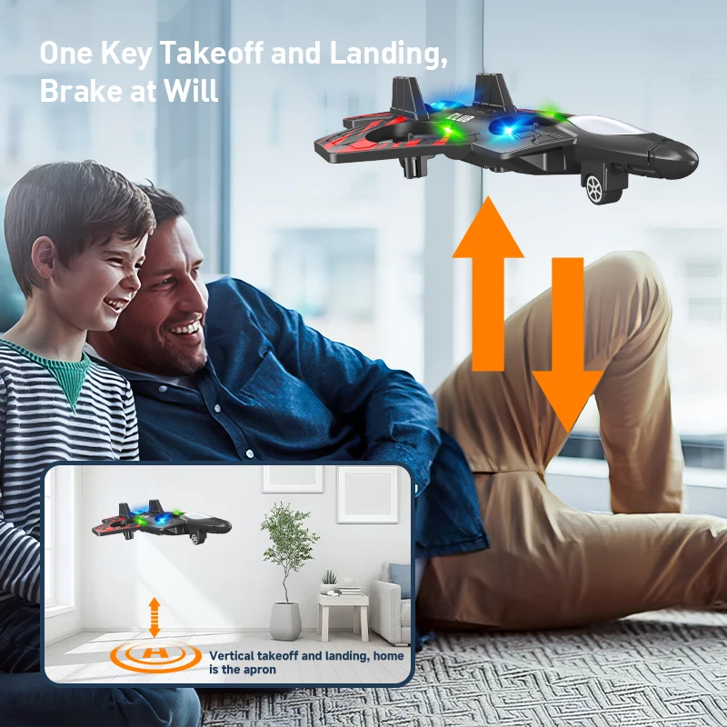 2.4G Remote Control Airplane With LED Light RC Helicopter 360 Flip Fighter Rc Plane Kids Toys for Boys Children's Day Toy Gifts