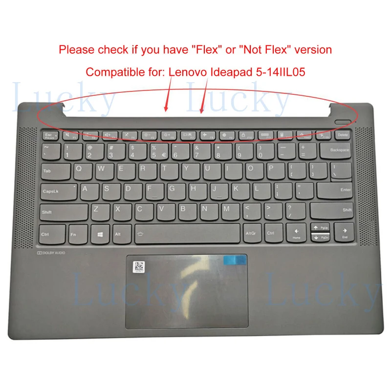 f  New For Lenovo Ideapad 5-14IIL05 Palmrest Upper Case with US Keyboard