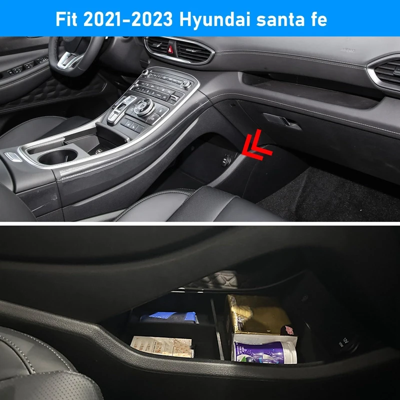 For Hyundai Santa Fe 2021 2022 2023 Lower Center Console Organizer, Center Console Tray Storage Box Interior Accessories