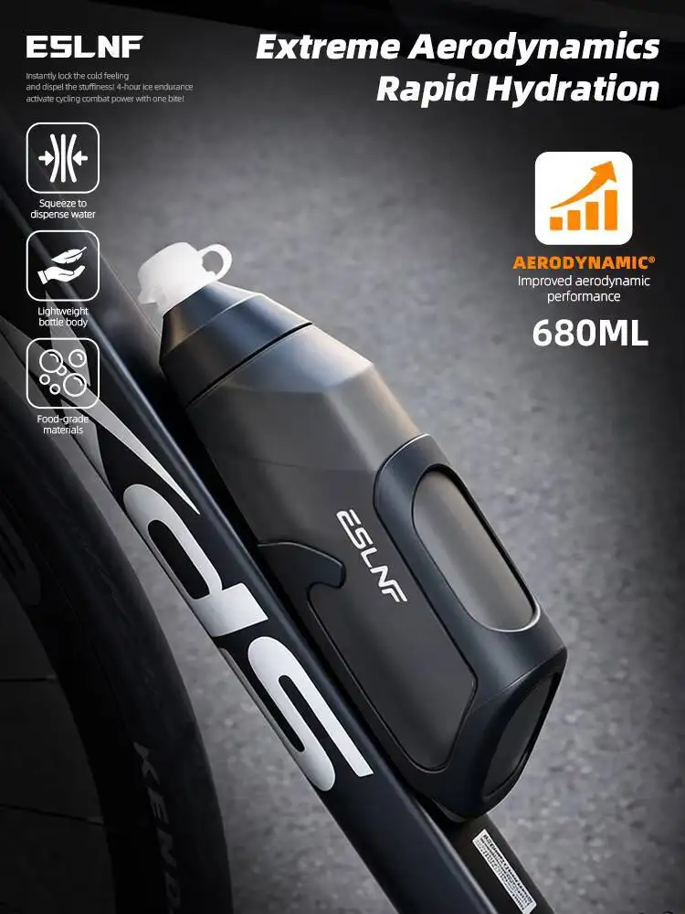 AliExpress NONE ESLNF Sports Kettle Aerodynamic Water Bottle Set 600ml Big Capacity Food Grade PP5 Bottle Ultralight Carbon Bottle Cage Bike