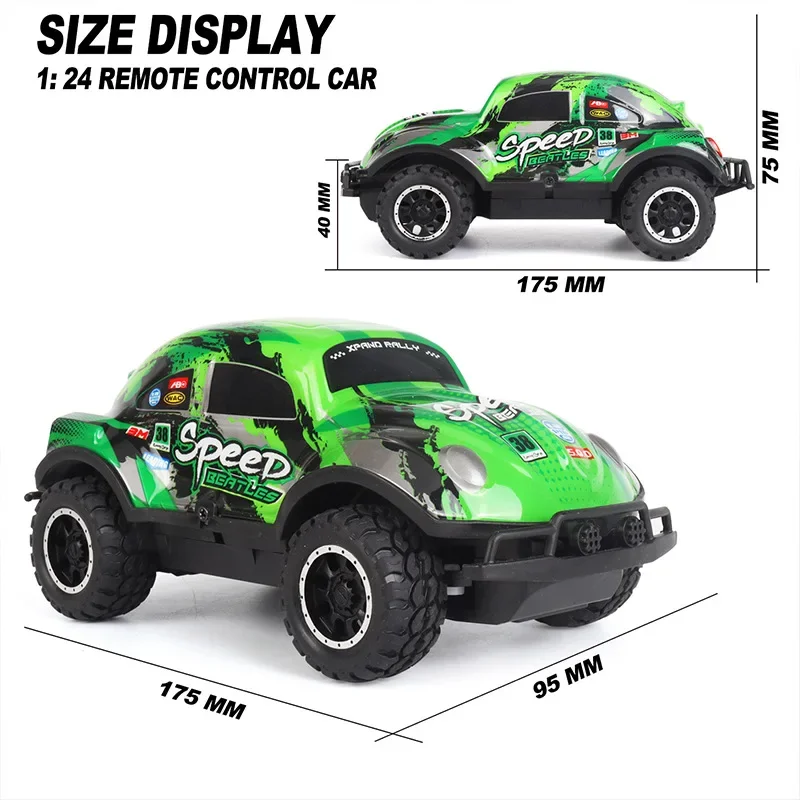 Kawaii 1:24 mini carro off-road de alta velocidade rc drift, carros rc besouro de 17cm, luz fria, brinquedo de carro de controle remoto, brinquedos para crianças presente engraçado