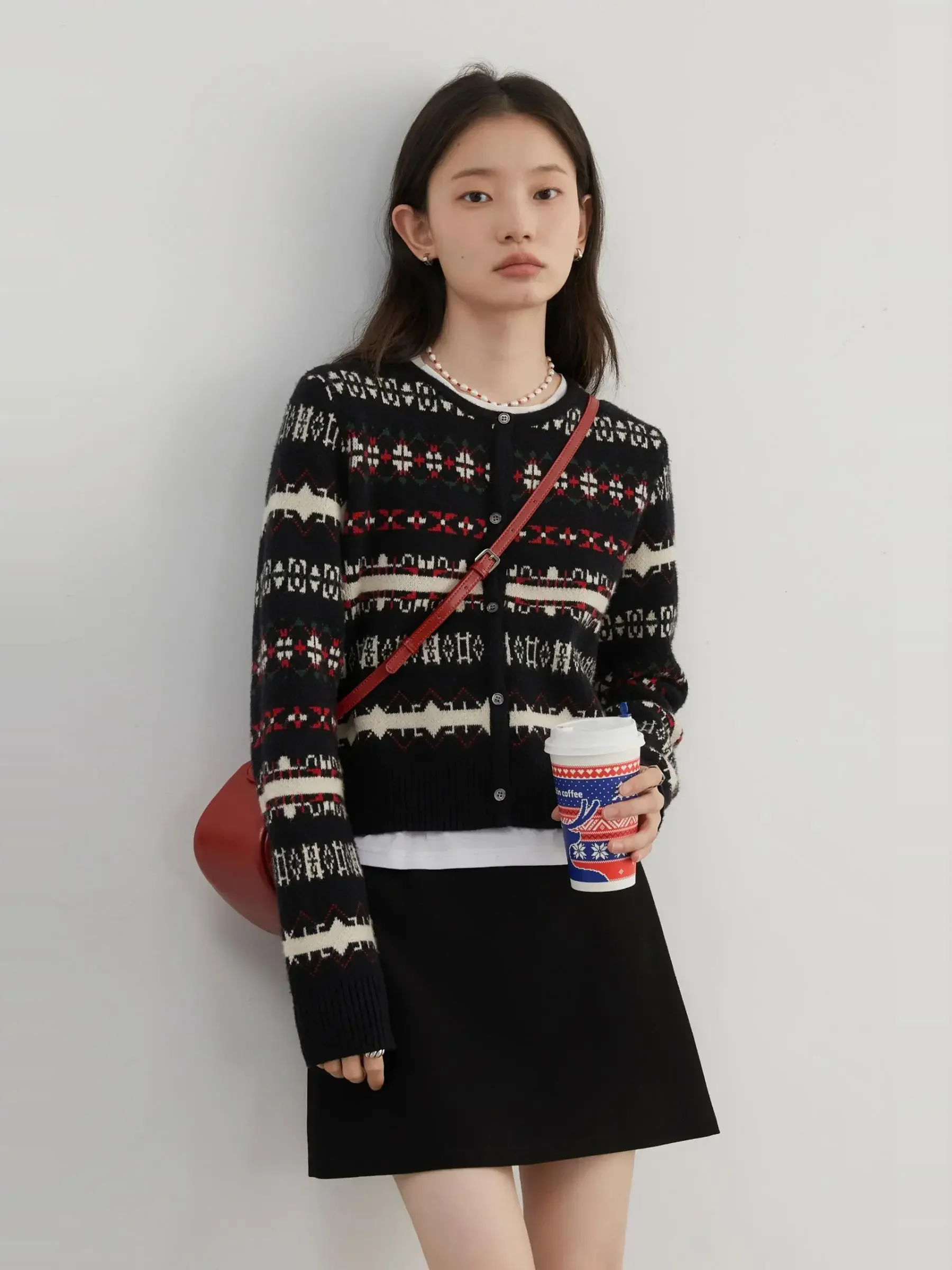 CHIC VEN Women Sweaters Loose Casual Jacquard Striped Knitted Cardigan Women\'s Jumpers With Scarf Autumn Winter 2024