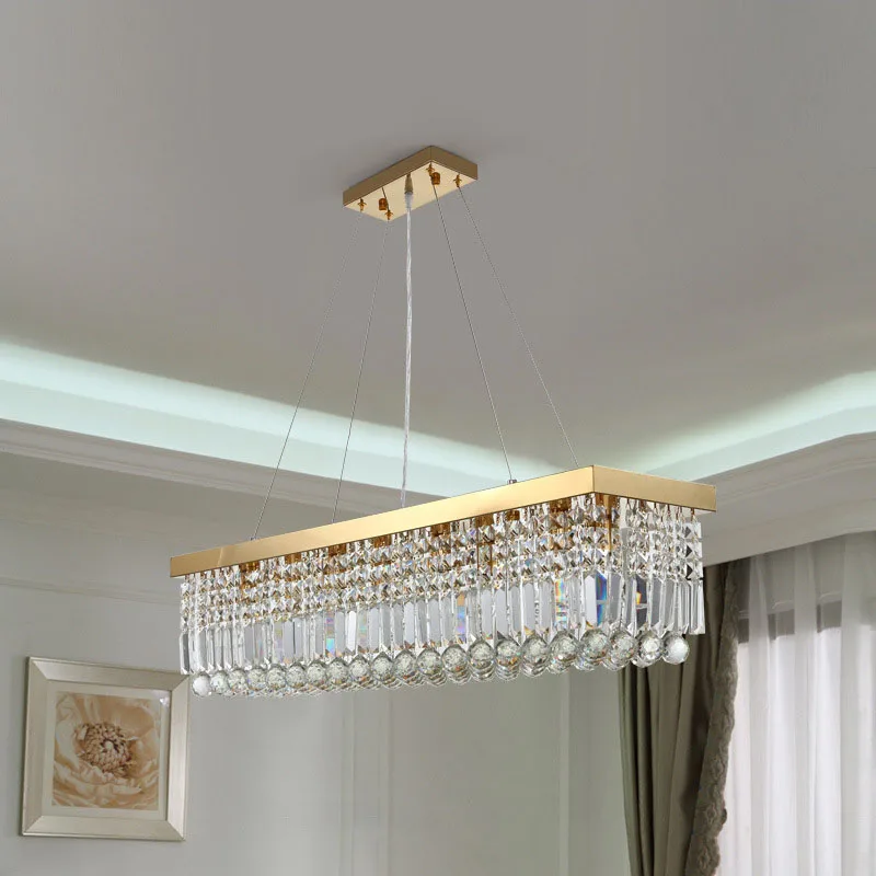 

Modern K9LED crystal chandelier bedroom dining room living room minimalist creative art rectangular household lighting fixtures