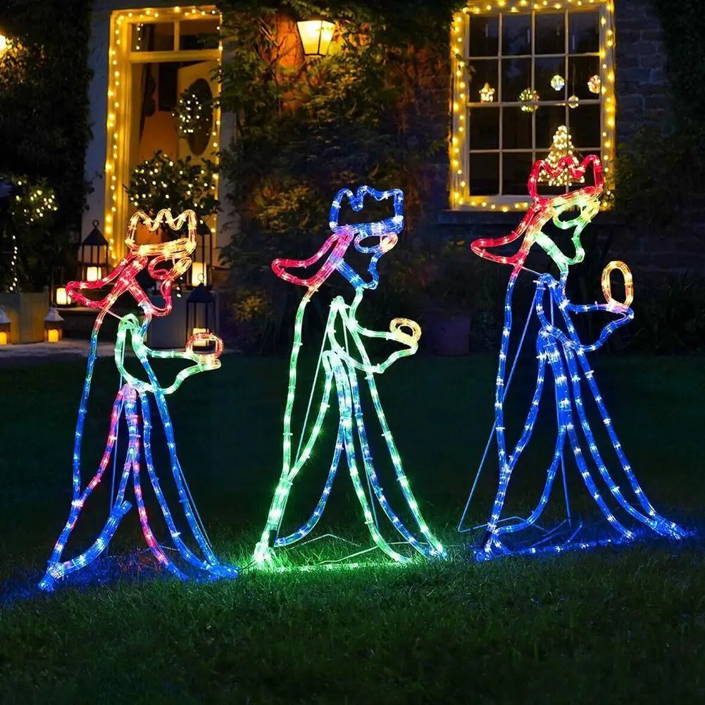 Outdoor Christmas LED Three 3 Kings Silhouette Motif Rope Decoration Wholesale Light Dropshipping W7Z2