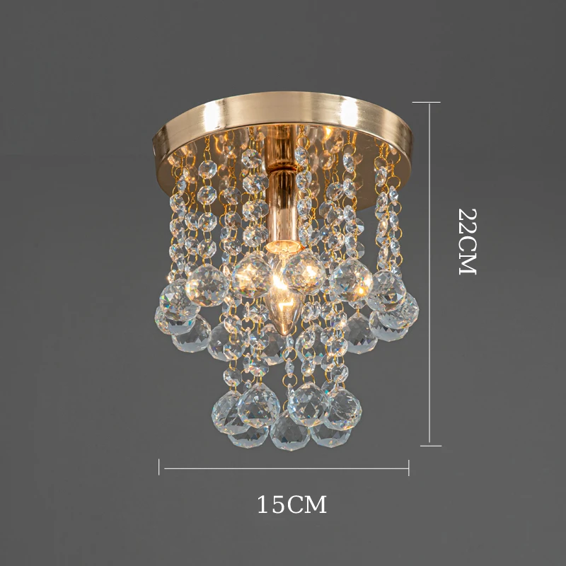 Hanging Crystal Ceiling Lamp Bedroom Living Room Home Decor Interior Lighting Corridor Entrance Aisle Light Golden Silver