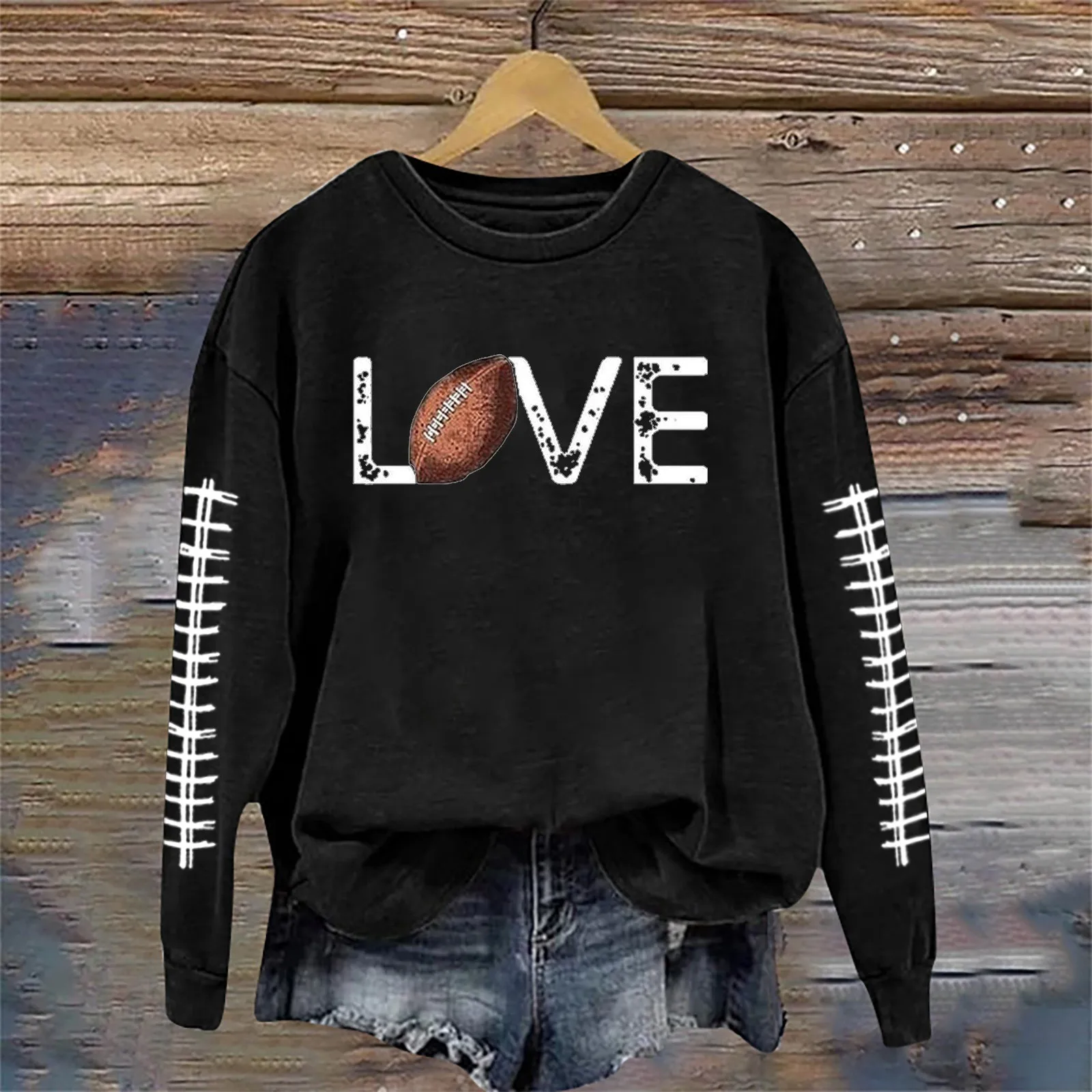 

American Style Football Graphic Printed Sweatshirts Women Street Casual Pullover Tops Fashion Trend Harajuku Sweatshirts