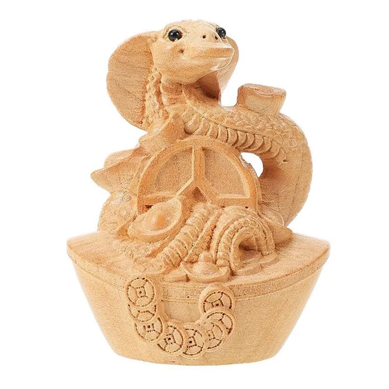 

KB-Китайская статуя змеи, резная деревянная статуя фэн-шуй, украшение на удачу, богатство, скульптура животного