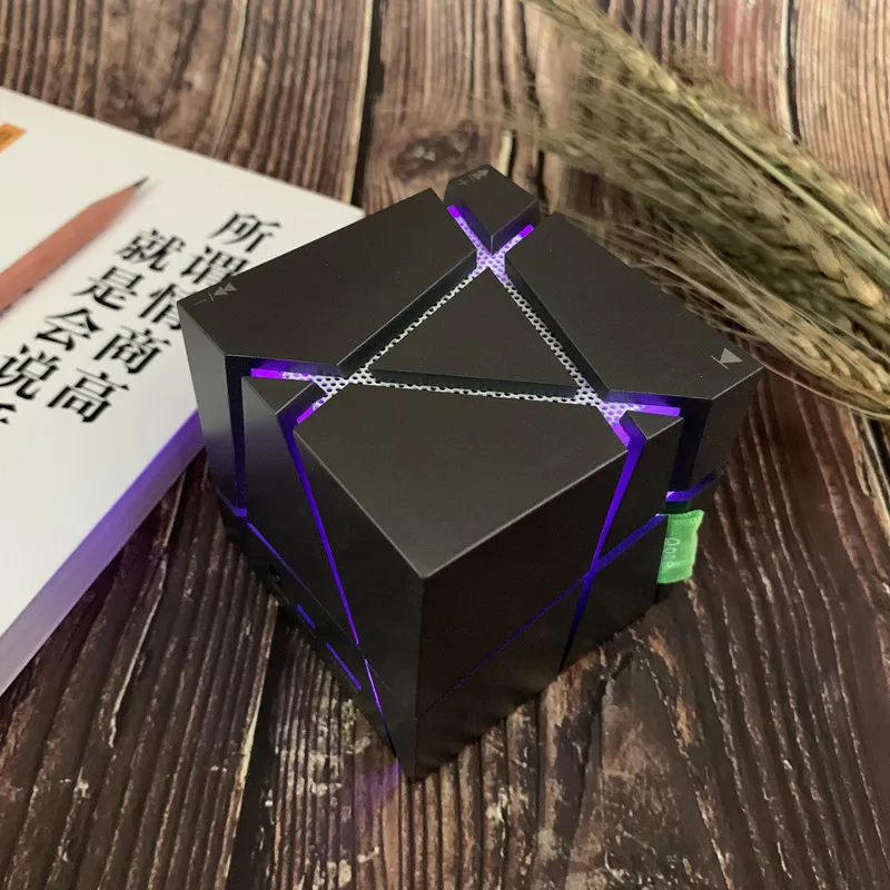 Ai cubo mágico bluetooth alto-falante inteligente rgb luz brinquedo com baixo haste educação caixa de música para crianças mini tecnologia sem fio aprendizagem presente