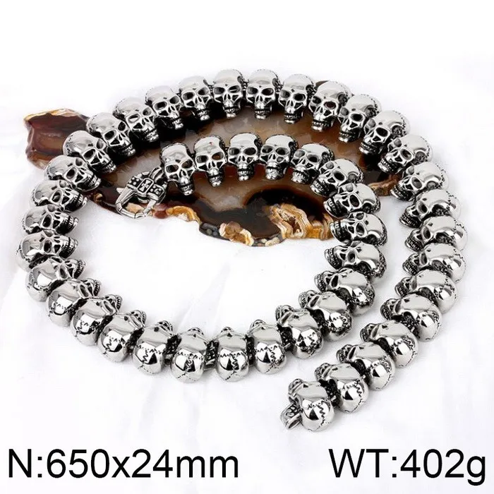 Kalen Hip-Hop Rock Men's Stainless Steel Bracelet Chunky Polished Skull Head Accessories Gothic Biker Party Jewelry Gifts view 6