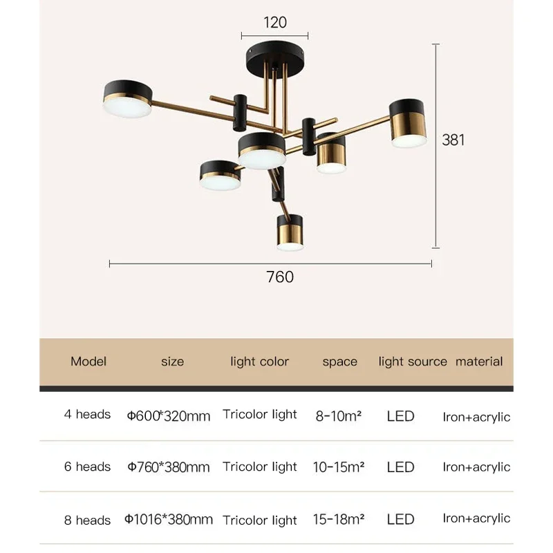 ที่ห้อยไฟ LED แบบเรียบง่ายทันสมัยโคมไฟระย้าสีดำทองหรูหราโคมไฟตกแต่งห้องรับประทานอาหาร